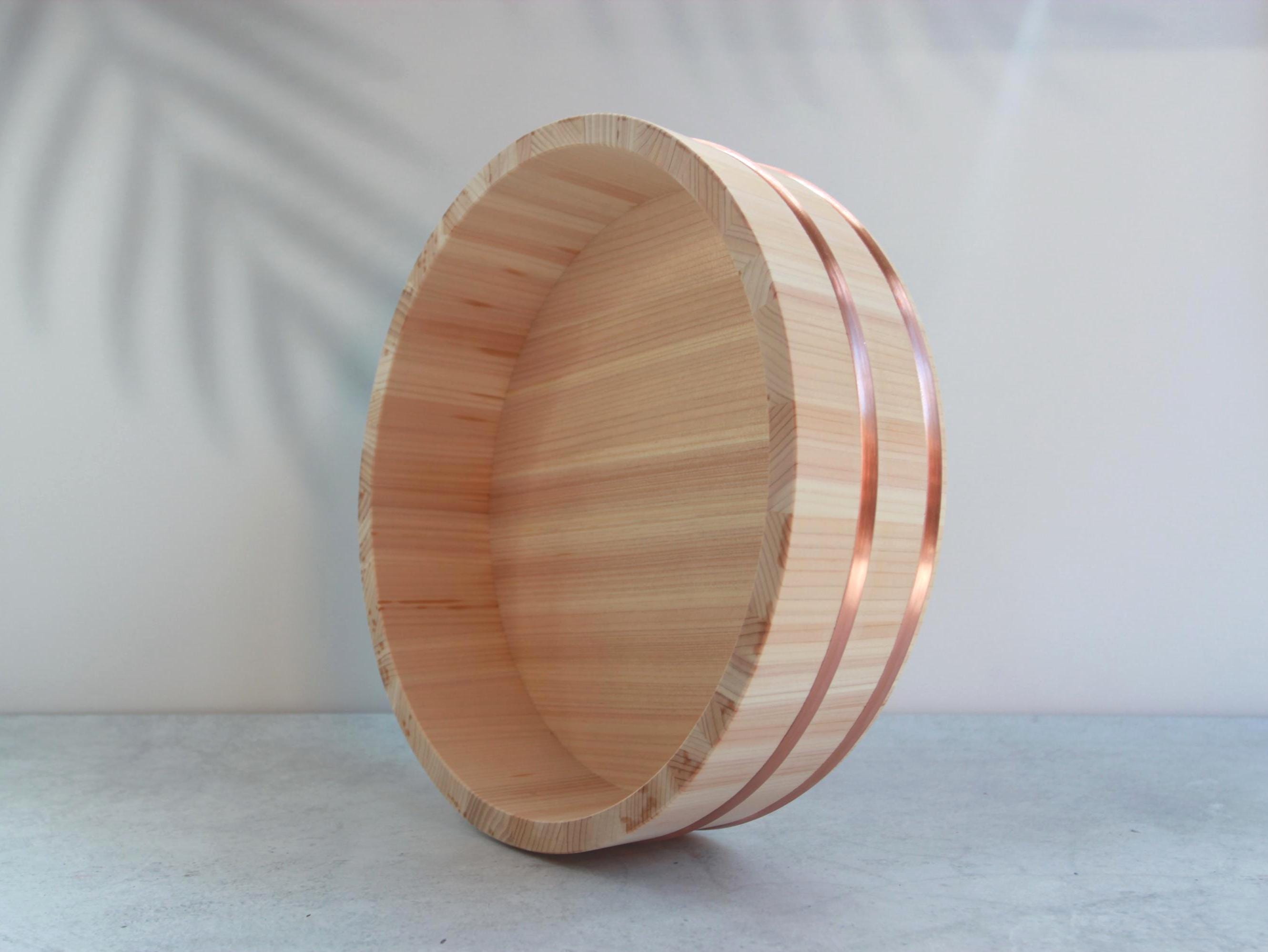 Japanese Hangiri Sushi Rice Bowl 30cm | Kiso Sawara Cypress Sushi Oke | Handmade in Japan