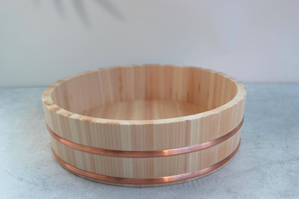 Japanese Hangiri Sushi Rice Bowl 30cm | Kiso Sawara Cypress Sushi Oke | Handmade in Japan