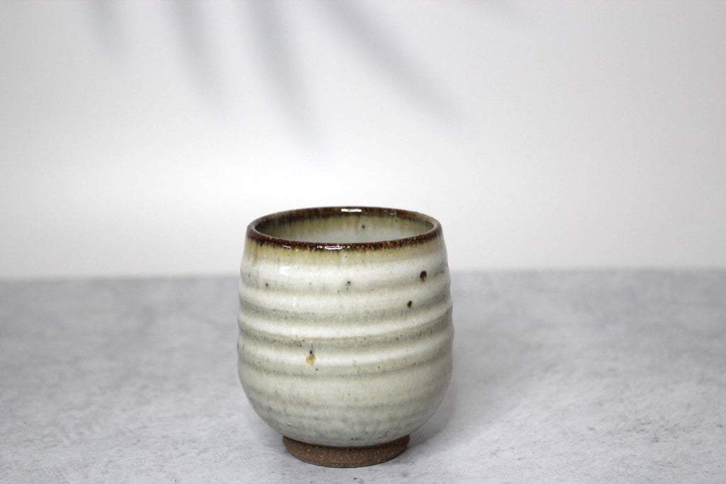 Handmade Shigaraki Ware Teacup: Japanese Iron Brushed Ceramic Yunomi