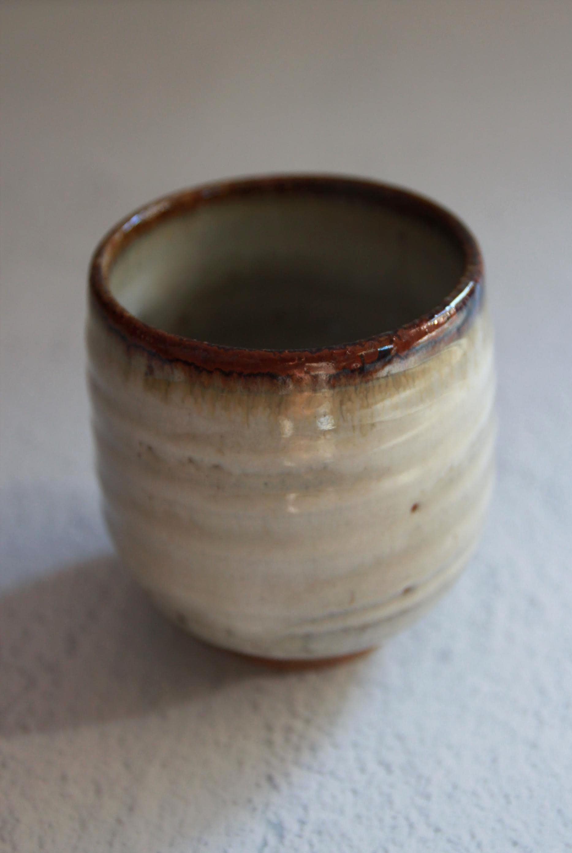 Handmade Shigaraki Ware Teacup: Japanese Iron Brushed Ceramic Yunomi