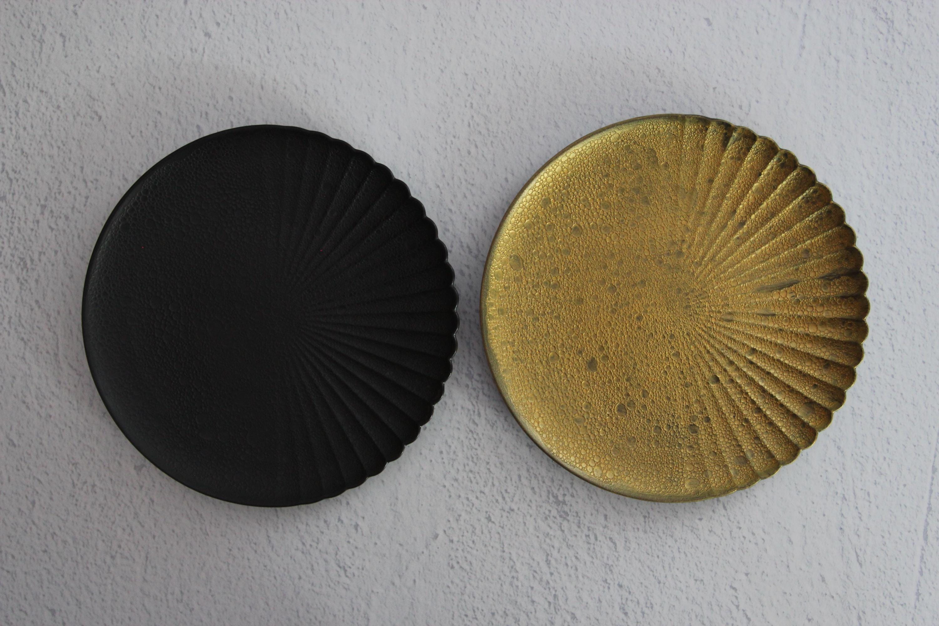 Hasami Arita Ware Porcelain Plate - Chrysanthemum Carving, 16cm