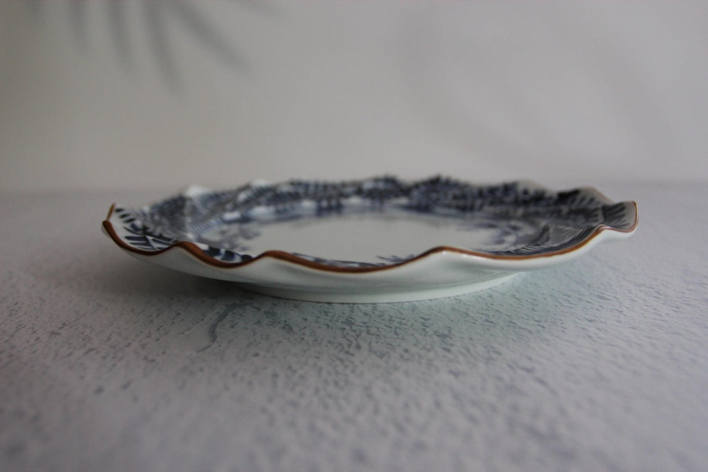 Hand-Painted Hasami Plate: Arita Ware Porcelain, Japanese Pine & Plum Design