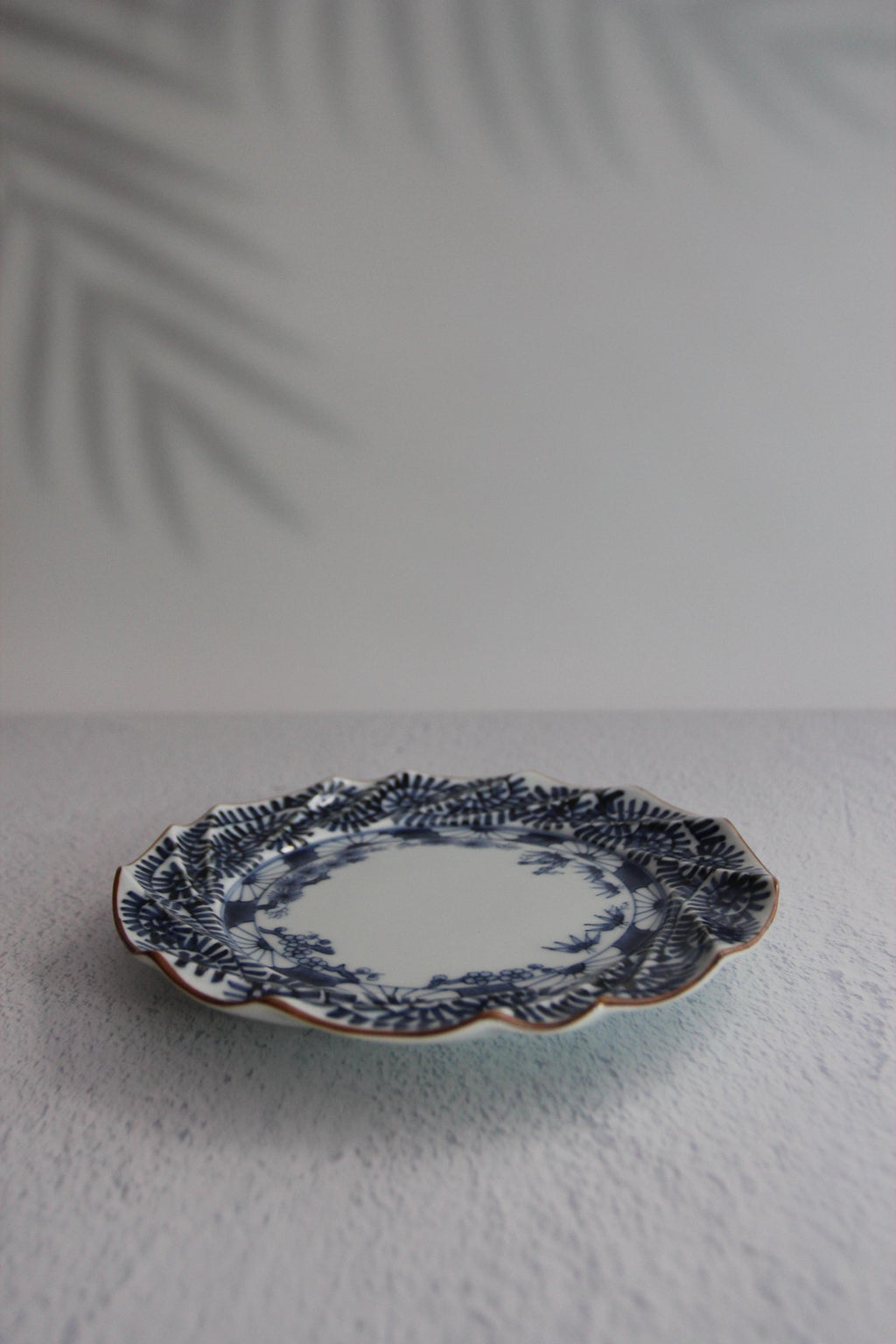 Hand-Painted Hasami Plate: Arita Ware Porcelain, Japanese Pine & Plum Design