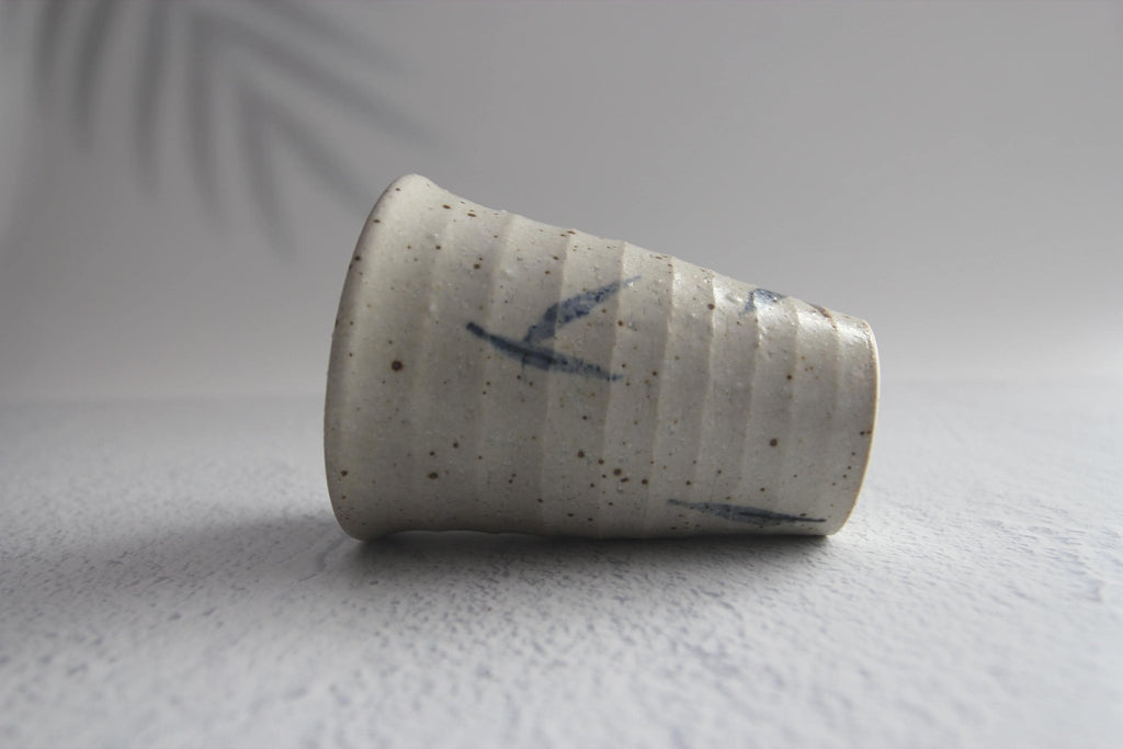 Handmade Shigaraki Ware Sasae Cup: Japanese Wabi Sabi Ceramic Tumbler