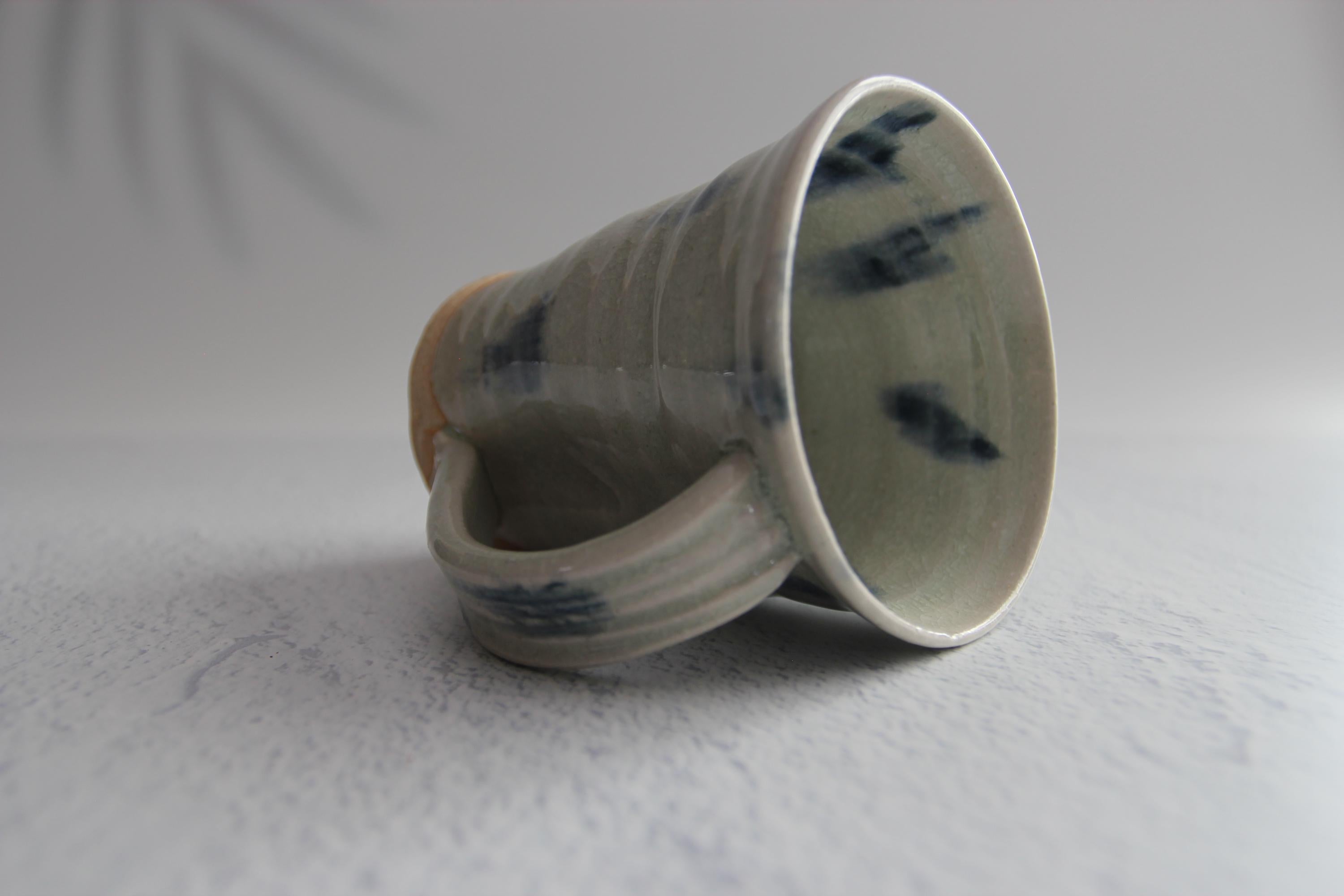 Handmade Shigaraki Ware Mug: Rustic Blue Glaze Japanese Pottery