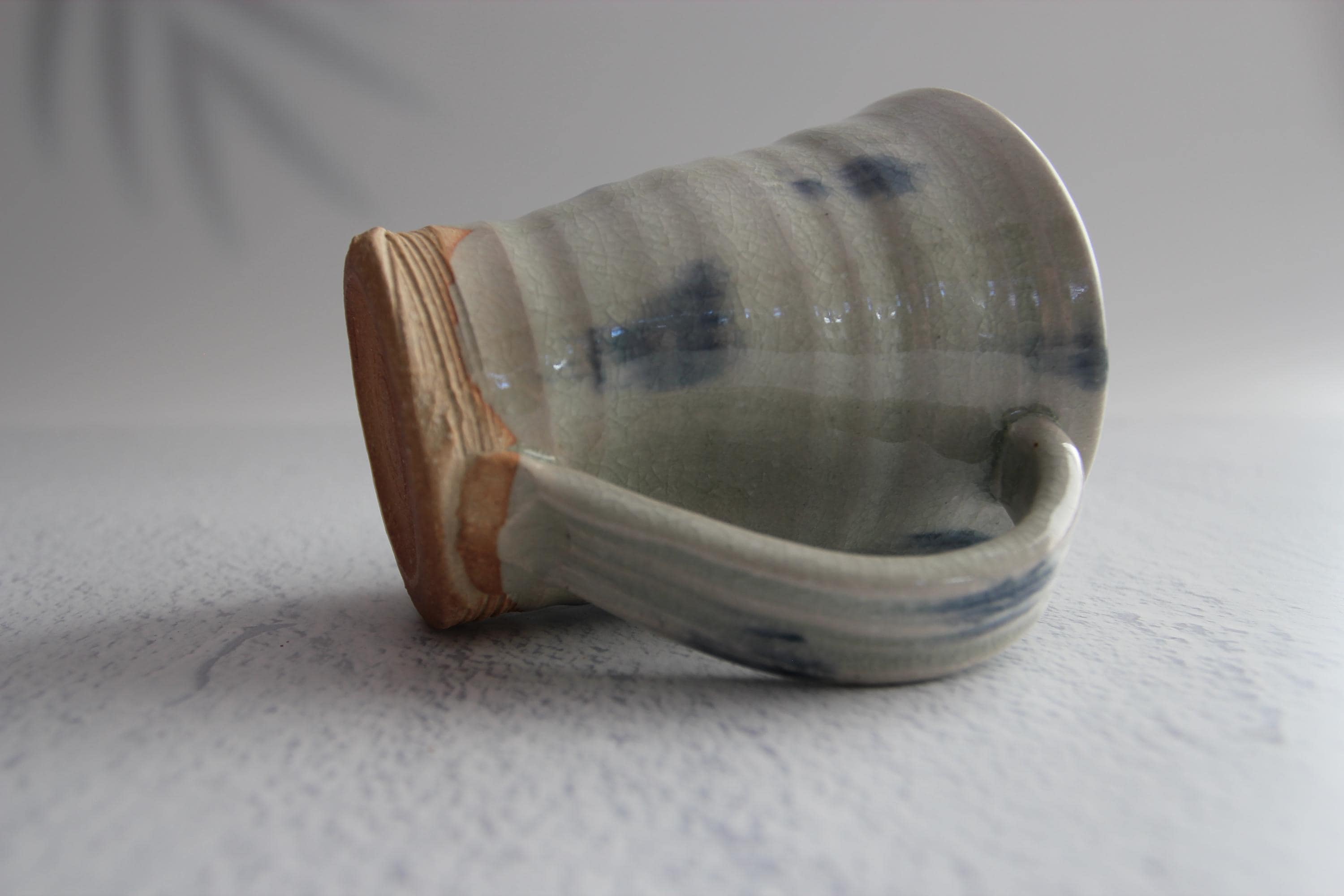 Handmade Shigaraki Ware Mug: Rustic Blue Glaze Japanese Pottery