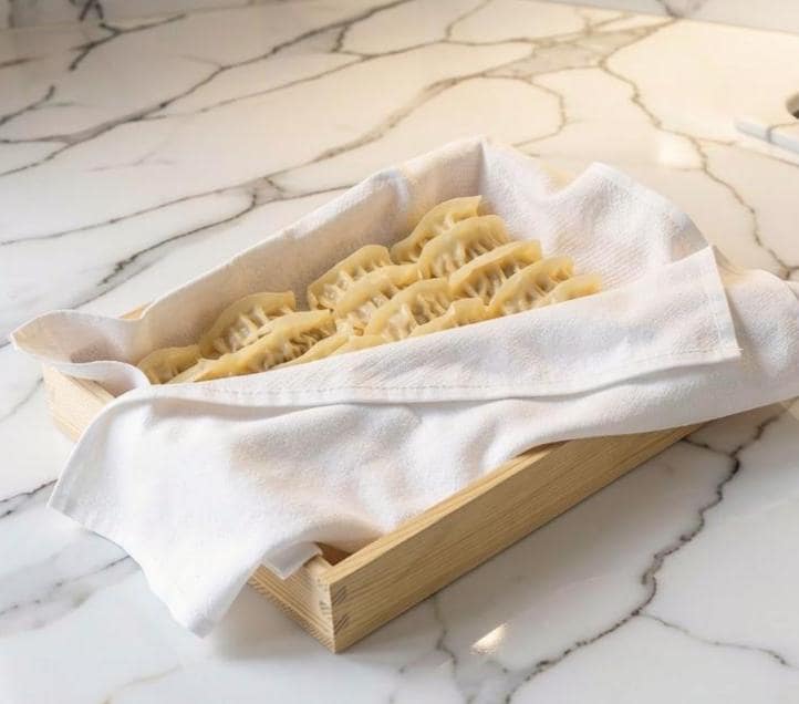Wooden Dumpling Box with Lid | Japanese Spruce Gyoza Tray, Stackable Pasta Keeper
