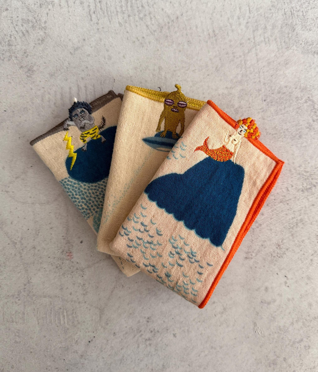 Embroidered Cotton Handkerchief Pocket : moritaMiW Japanese Pocket Hanky