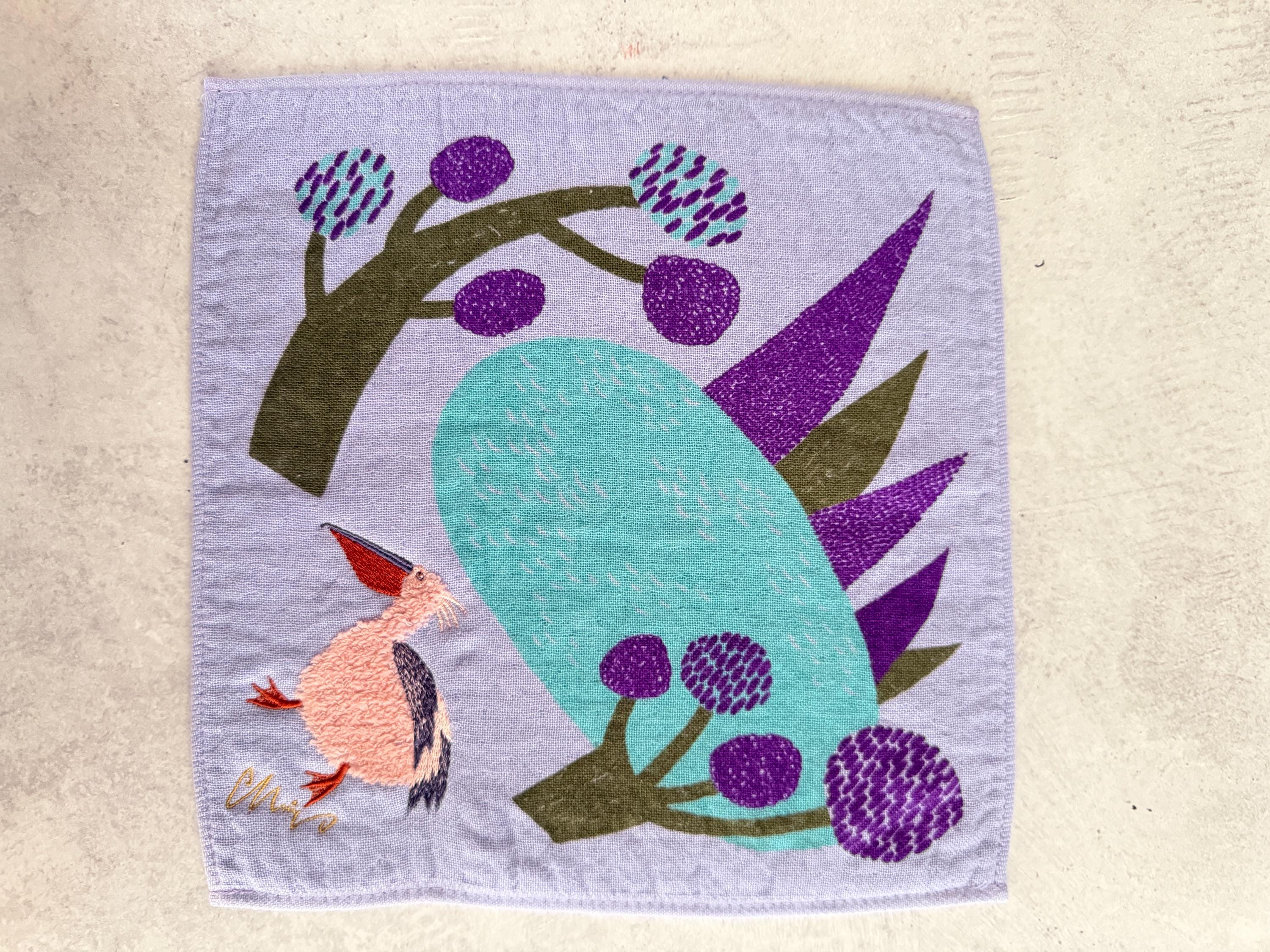 Embroidered Gauze Cotton Handkerchief: Japanese Animal Towel Gift