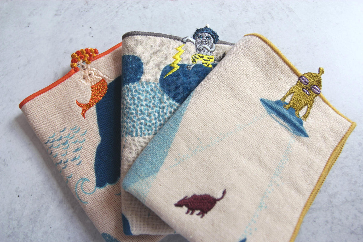 Embroidered Cotton Handkerchief Pocket : moritaMiW Japanese Pocket Hanky