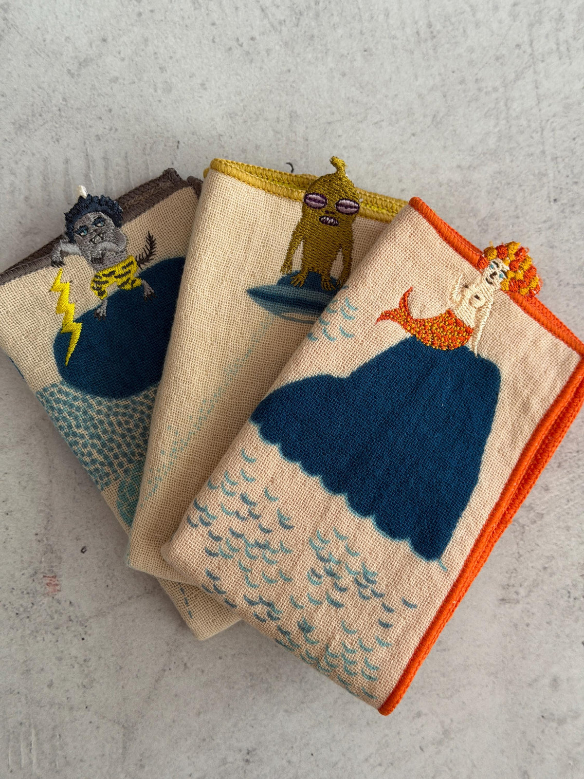 Embroidered Cotton Handkerchief Pocket : moritaMiW Japanese Pocket Hanky