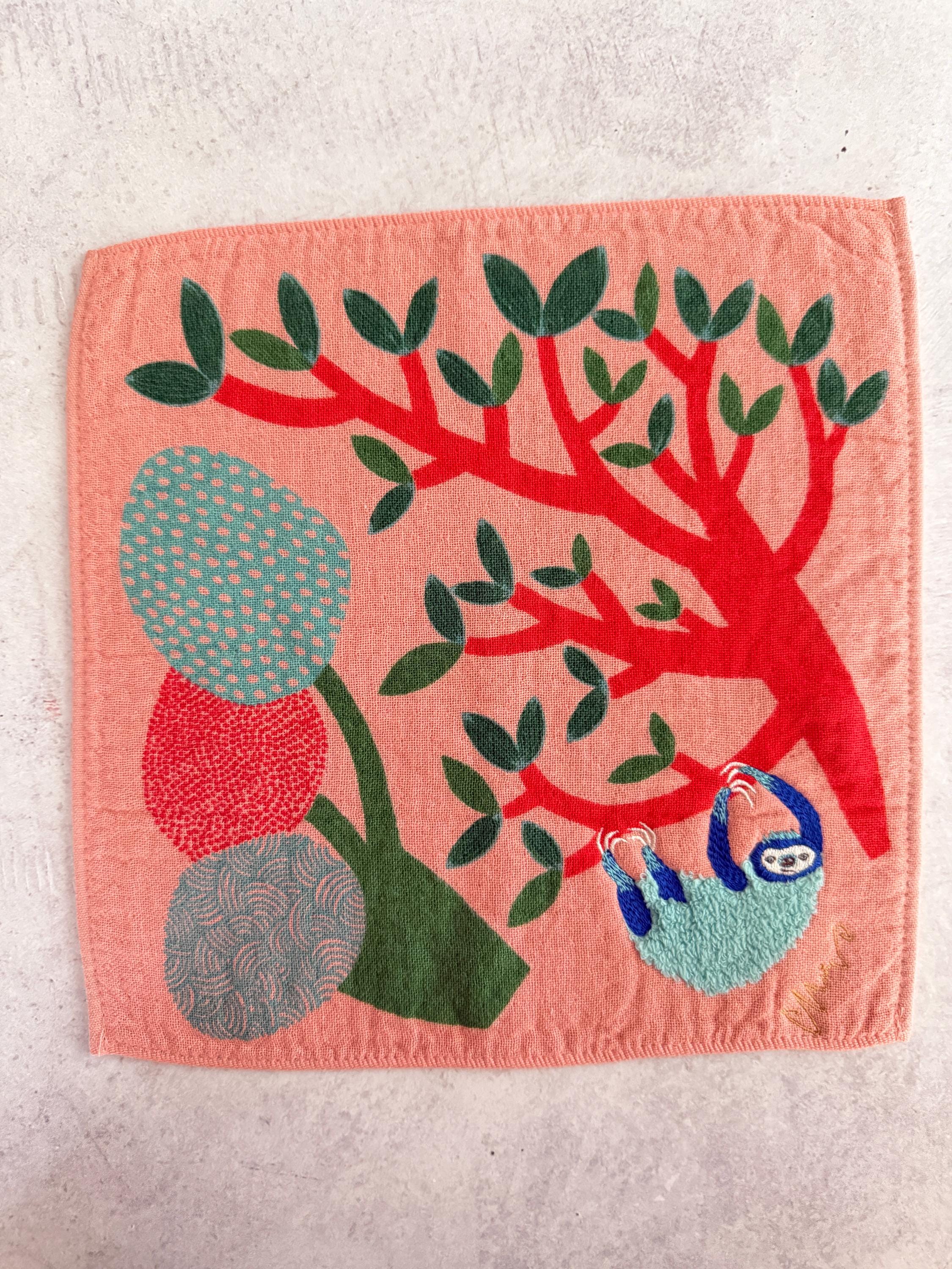 Embroidered Gauze Cotton Handkerchief: Japanese Animal Towel Gift