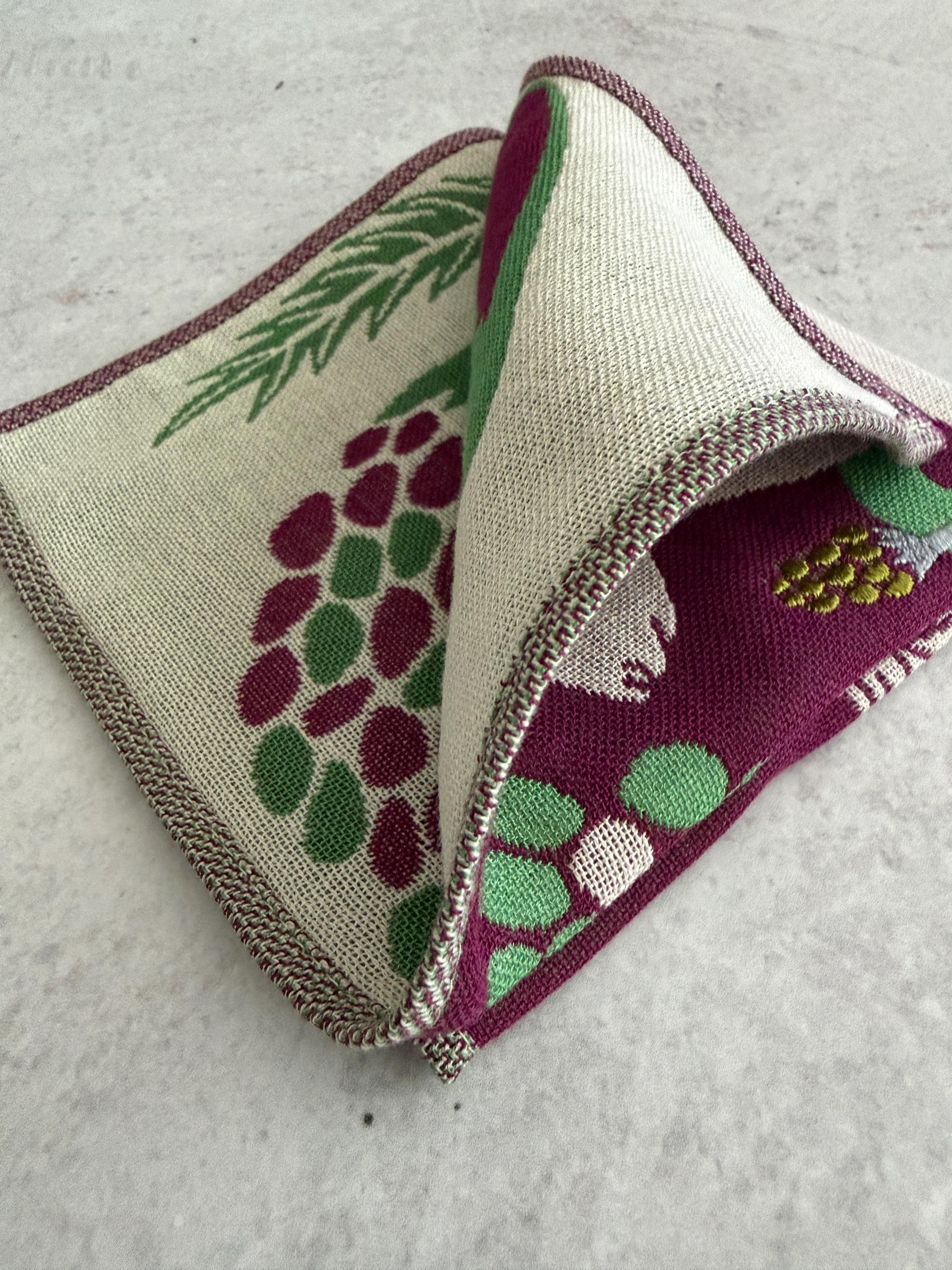 Embroidered Animal Gauze Handkerchief: Japanese Cotton Hanky (25x25cm)