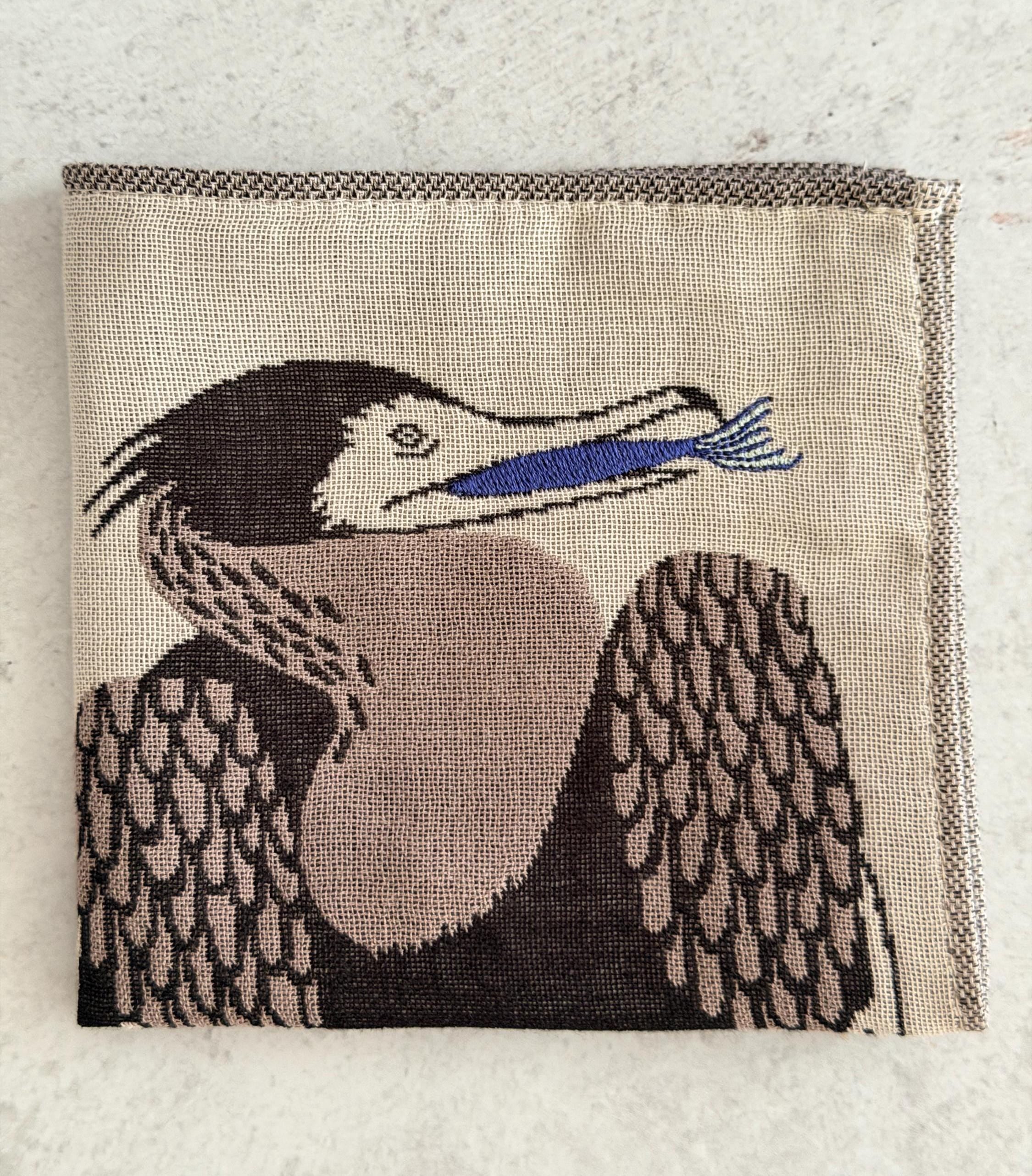 Embroidered Animal Gauze Handkerchief: Japanese Cotton Hanky (25x25cm)