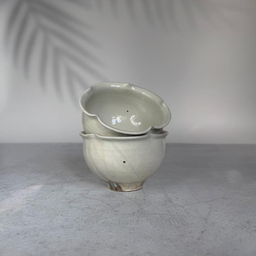 Japanese Shigaraki Matcha Chawan | Handmade Matcha Tea Bowl | White Rinka Stoneware Bowl | Authentic Shigaraki Pottery