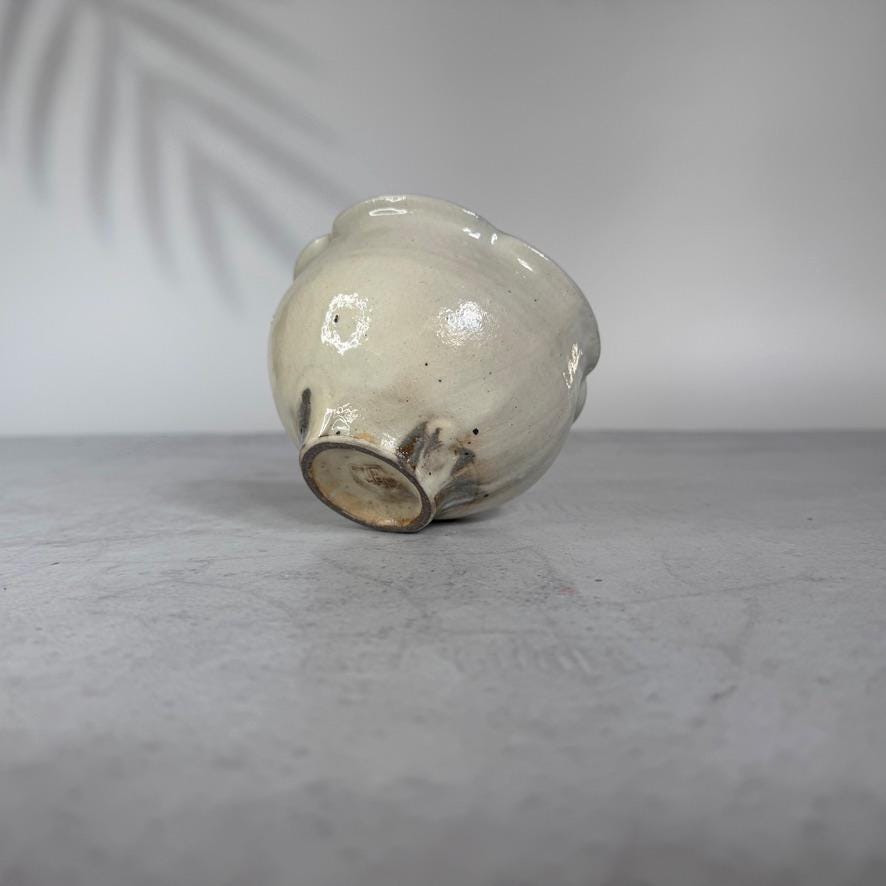 Japanese Shigaraki Matcha Chawan | Handmade Matcha Tea Bowl | White Rinka Stoneware Bowl | Authentic Shigaraki Pottery