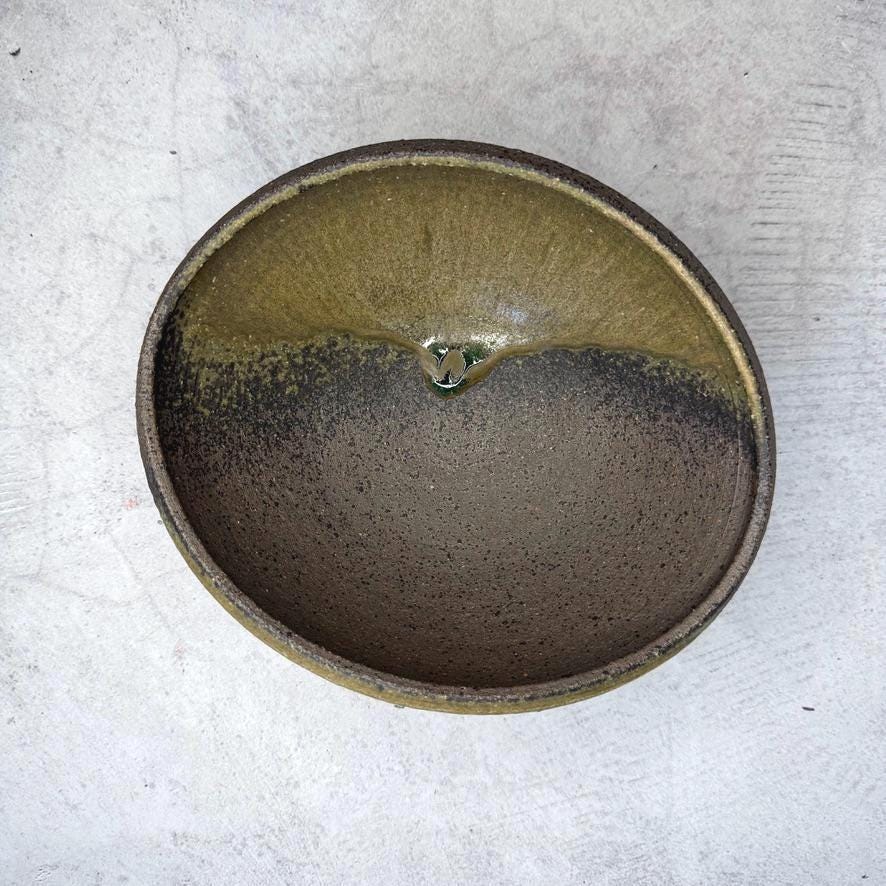 Shigaraki Hechimon Green Drip Bowl | Handmade Japanese Ceramic Serving Bowl | Wabi Sabi Stoneware | Artisan Pottery Made in Japan