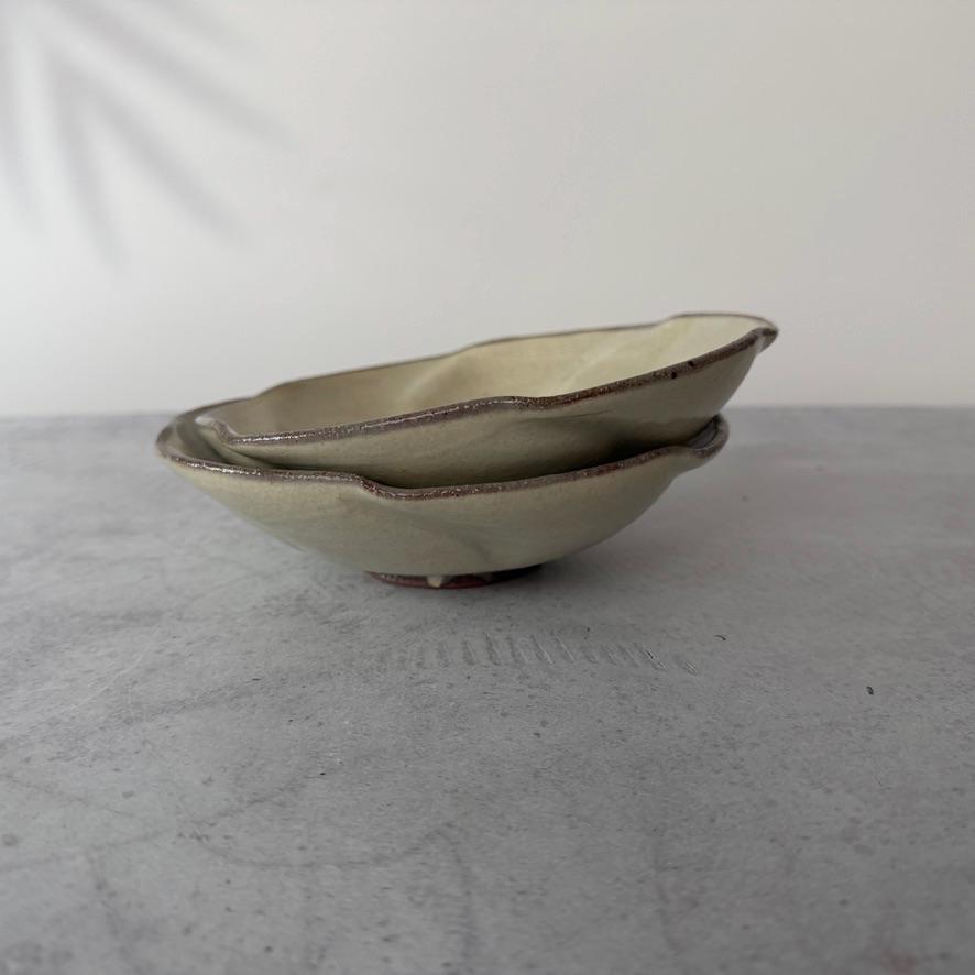 Handmade Shigaraki Flower Ash Glazed Bowl  Authentic Japanese Pottery