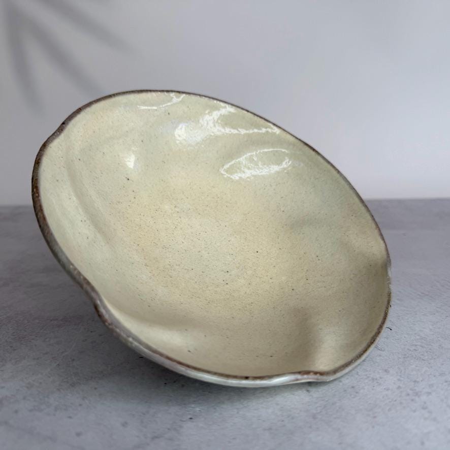 Handmade Shigaraki Flower Ash Glazed Bowl  Authentic Japanese Pottery