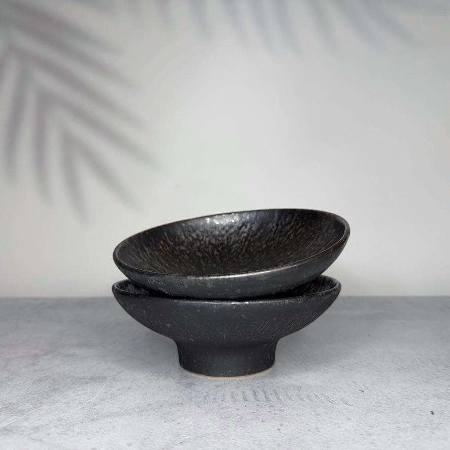 Mino Ware Gold Crystal Tochiri High Stand Plate  Japanese Ceramic Elevated Serving Dish, Minoyaki Pottery, Made in Japan