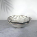 Mino Ware Kohiki Thick-Sawing Warped Bowl  Rustic Japanese Ceramic Bowl, Wabi-Sabi Pottery, Made in Japan, 17.4cm