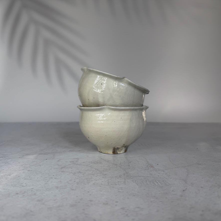 Japanese Shigaraki Matcha Chawan | Handmade Matcha Tea Bowl | White Rinka Stoneware Bowl | Authentic Shigaraki Pottery