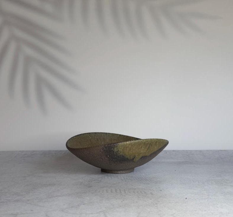 Shigaraki Hechimon Green Drip Bowl | Handmade Japanese Pottery Serving Bowl | Wabi Sabi Ceramic Bowl | Artisan Stoneware Made in Japan
