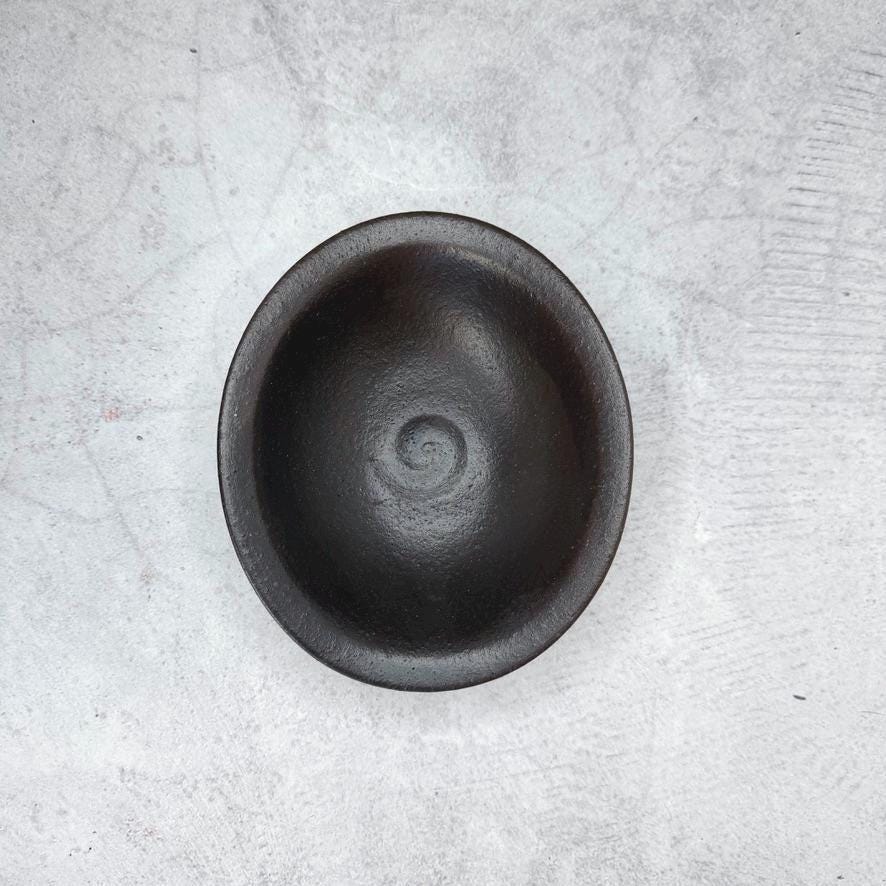Minoyaki Dark Brown Oval Bowl | Japanese Mino Ware Pottery | Rustic Ceramic I Made in Japan