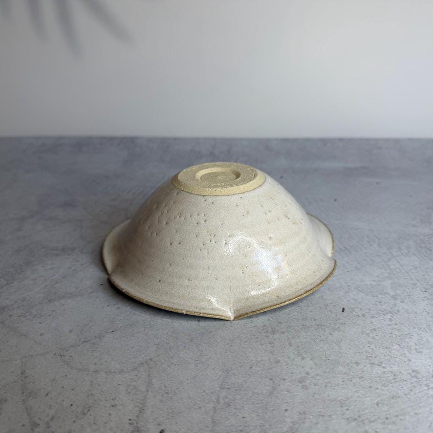 Shigaraki Shirahana Rinka Bowl | Handmade Japanese Pottery | White Floral Stoneware Bowl