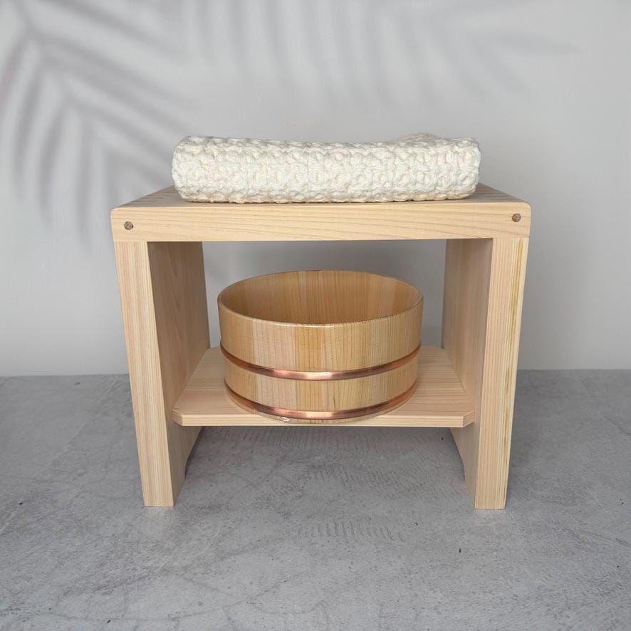 Japanese Hinoki Bath Stool | Authentic Hinoki Cypress Bath Chair | Made In Japan | Onsen Bath Seat | Wooden Spa Stool | Japanese Bathroom