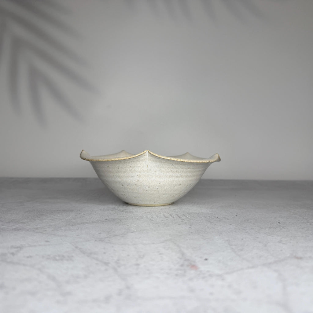 Shigaraki Shirahana Rinka Bowl | Handmade Japanese Pottery | White Floral Stoneware Bowl