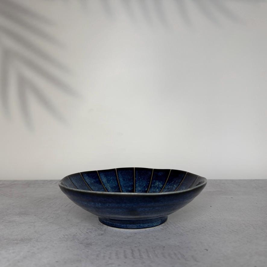 Mino Ware Kiln Changed Dark Blue Juuso Asaka Medium Bowl  Japanese Ceramic Bowl, Minoyaki Pottery, 17cm
