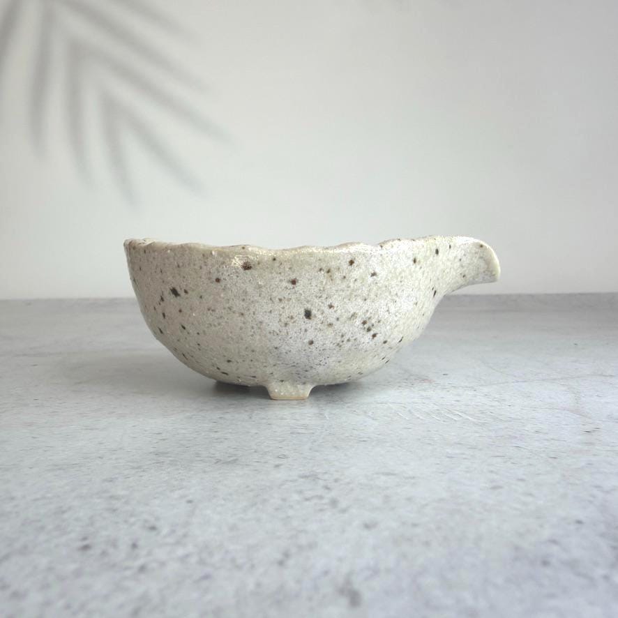 Unofu Three-Legged Small Pouring Vessel | Japanese Ceramic Sauce Pitcher | Mino Ware Pottery | Handmade-Style Tableware