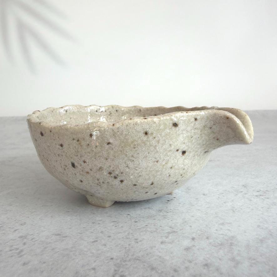 Unofu Three-Legged Small Pouring Vessel | Japanese Ceramic Sauce Pitcher | Mino Ware Pottery | Handmade-Style Tableware