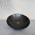 Mino Ware Black Chrysanthemum Bowl  Handmade-Style Japanese Pottery, 17cm