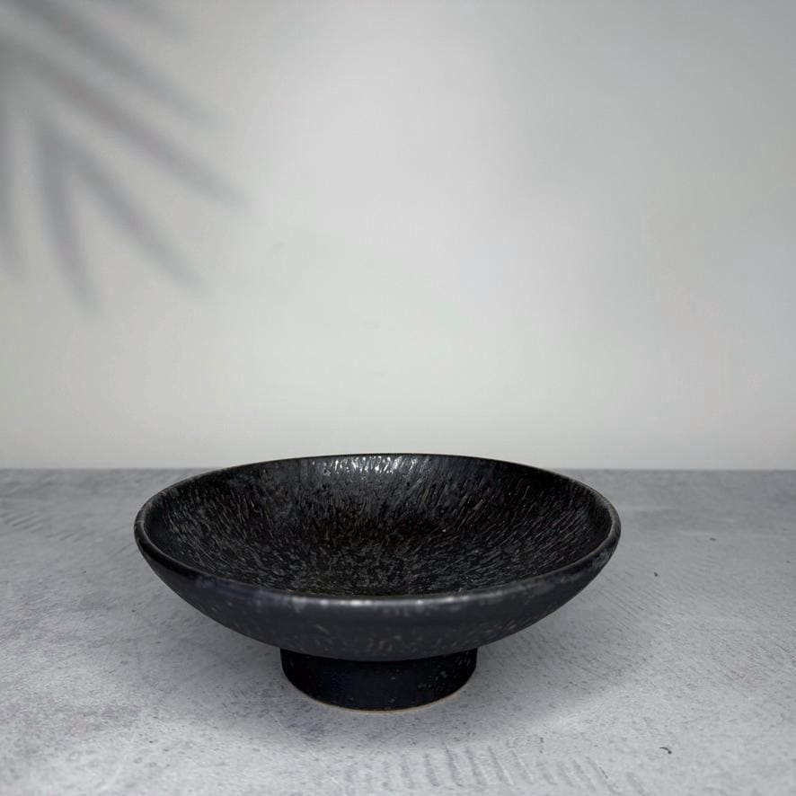 Mino Ware Gold Crystal Tochiri High Stand Plate  Japanese Ceramic Elevated Serving Dish, Minoyaki Pottery, Made in Japan