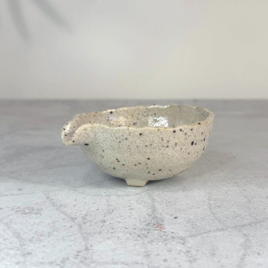 Unofu Three-Legged Small Pouring Vessel | Japanese Ceramic Sauce Pitcher | Mino Ware Pottery | Handmade-Style Tableware