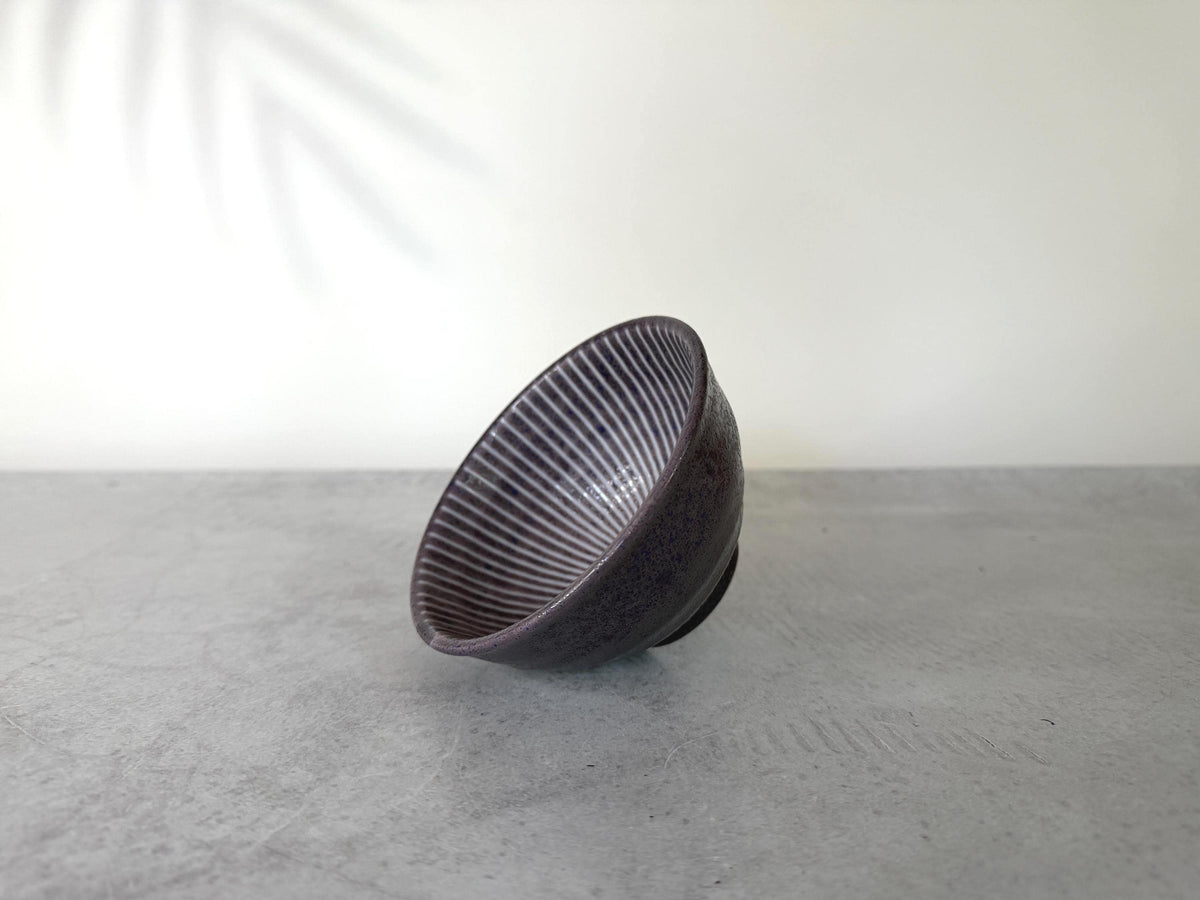 Mino-yaki Ume Jyuso Purple Rice Bowl | Japanese Ceramic | Handmade Pottery | Mino Ware Bowl | 12 x 6.4 cm