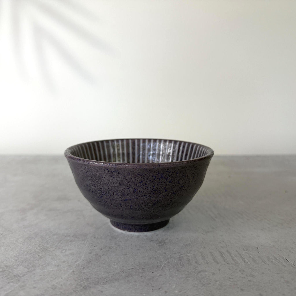 Mino-yaki Ume Jyuso Purple Rice Bowl | Japanese Ceramic | Handmade Pottery | Mino Ware Bowl | 12 x 6.4 cm