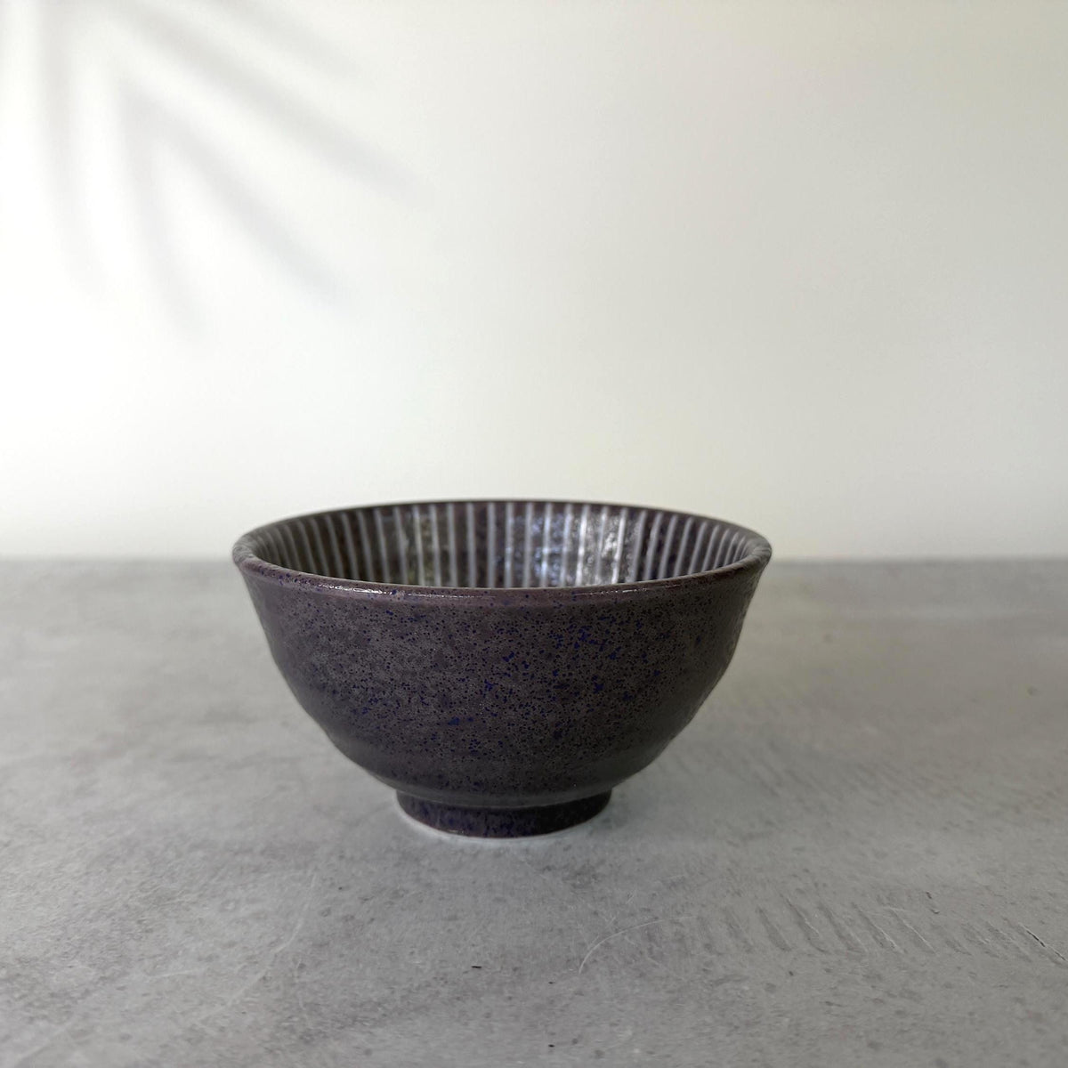 Mino-yaki Ume Jyuso Purple Rice Bowl | Japanese Ceramic | Handmade Pottery | Mino Ware Bowl | 12 x 6.4 cm