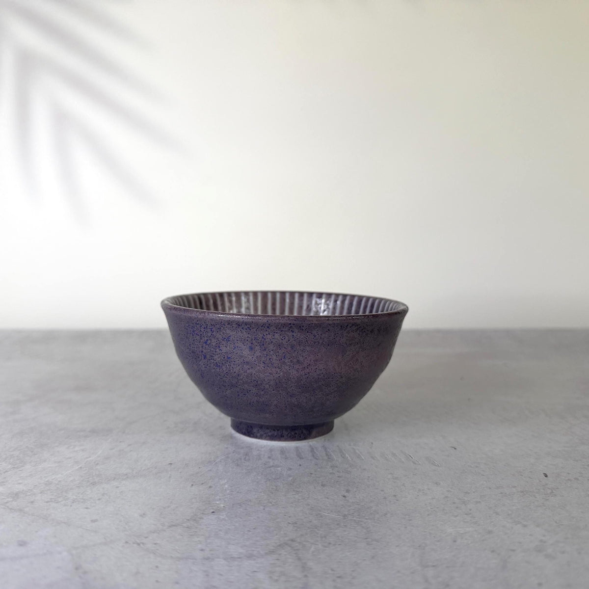 Mino-yaki Ume Jyuso Purple Rice Bowl | Japanese Ceramic | Handmade Pottery | Mino Ware Bowl | 12 x 6.4 cm